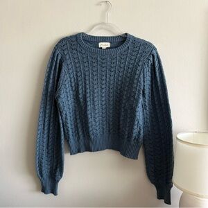 Marled Navy Textured Knit Sweater | Size M
